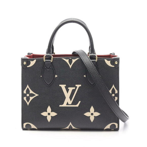 Louis Vuitton Onthego Empreinte Leather Handbag Black Beige - Picture 1 of 6